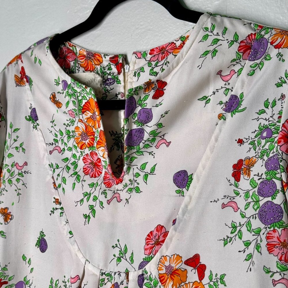 Vintage 1970s Kaftan Caftan Floral Lisanne Maxi Length Dress Mumu - Picture 3 of 10